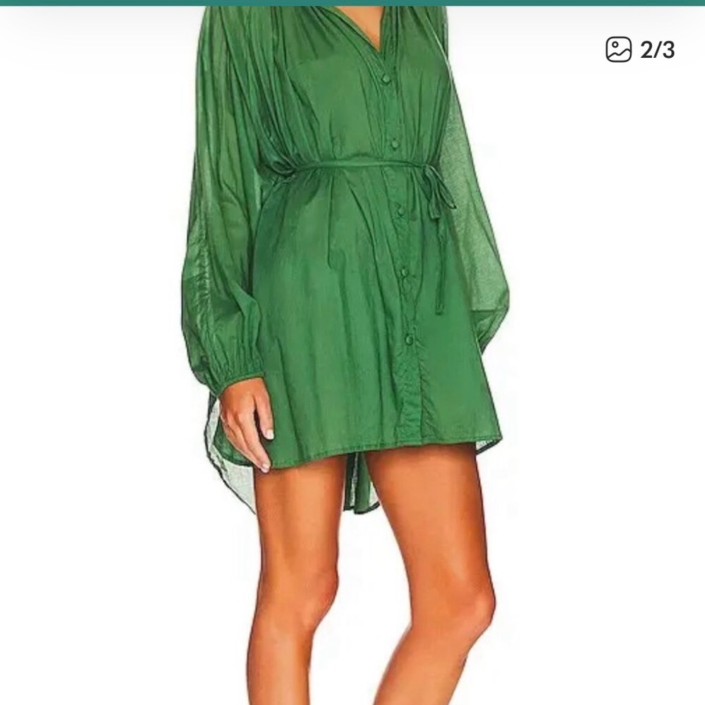 Faithfull the Brand Lucita Green Mini Shirt Dress